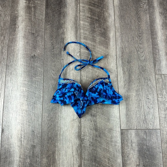VS Blue Flounce Bikini Top‎ - Picture 1 of 13